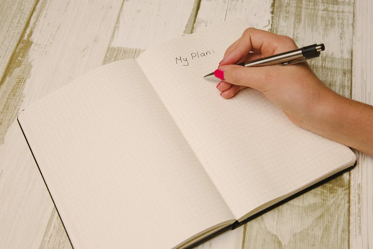 Photo showing arm, hand, write and planner.