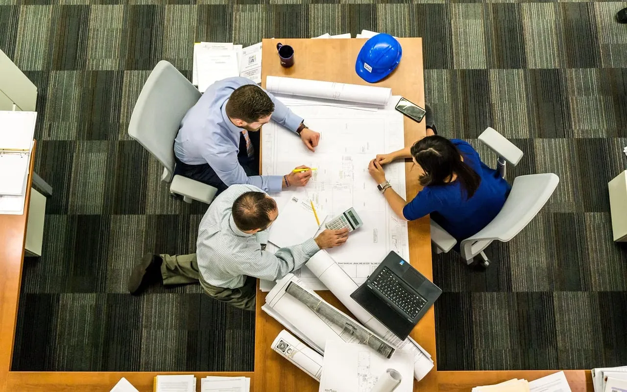 Photo showing meeting, business, architect and office.