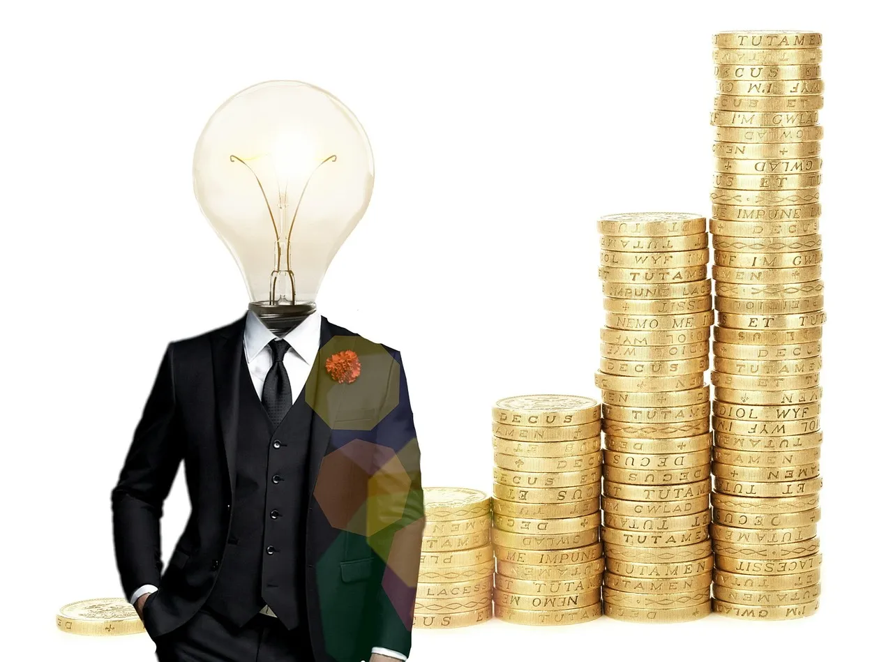Photo showing bitcoin, financial, idea and lightbulb.