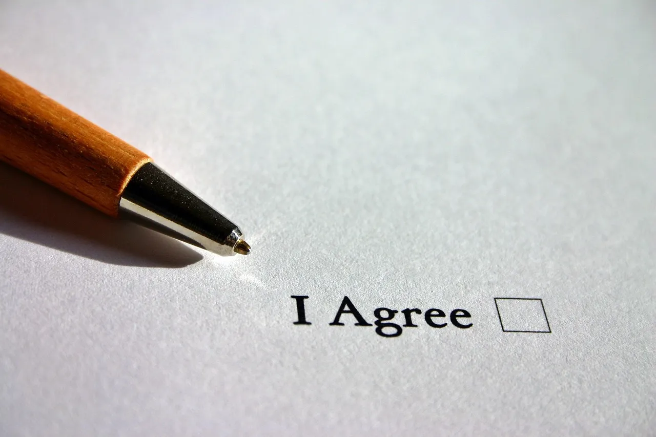 Photo showing agree, english, consent and contract.