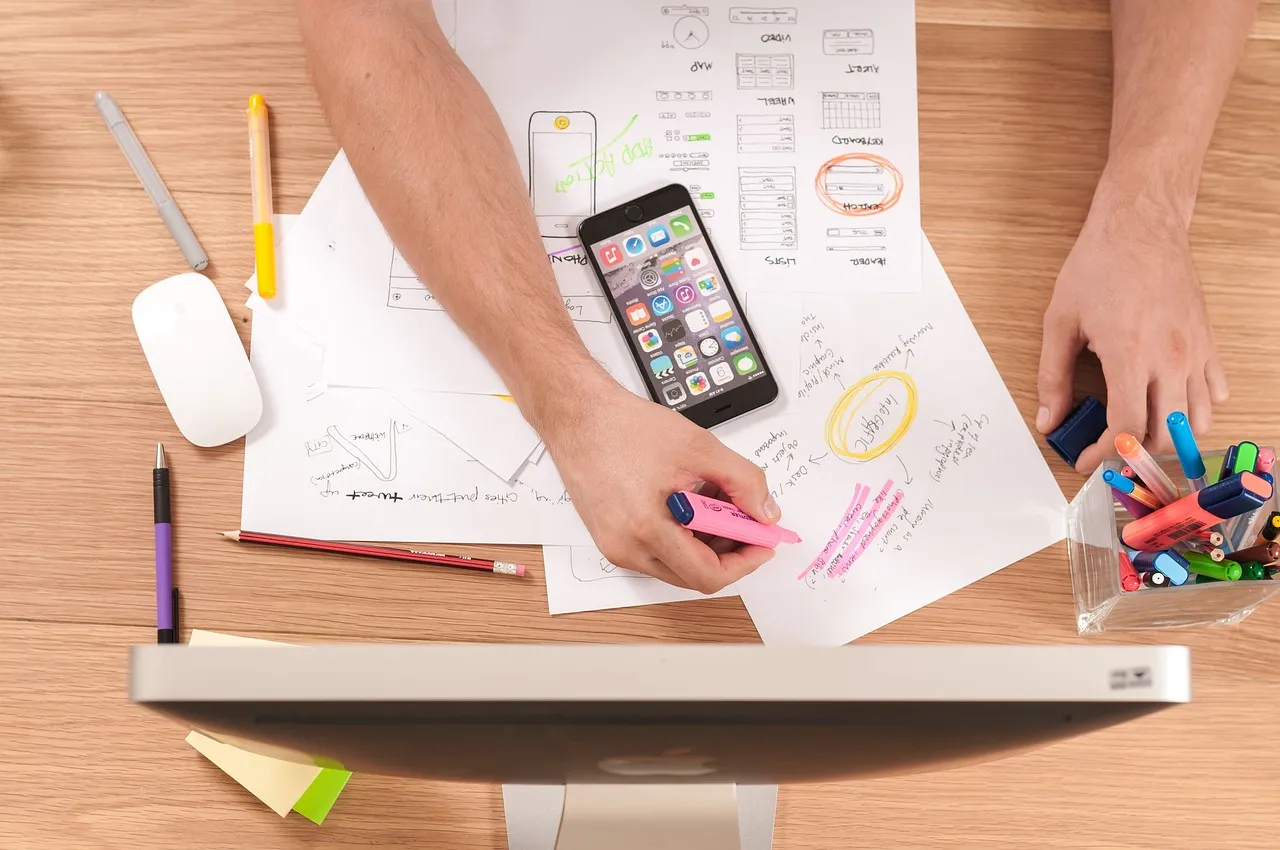 Photo showing ux, prototyping and design.