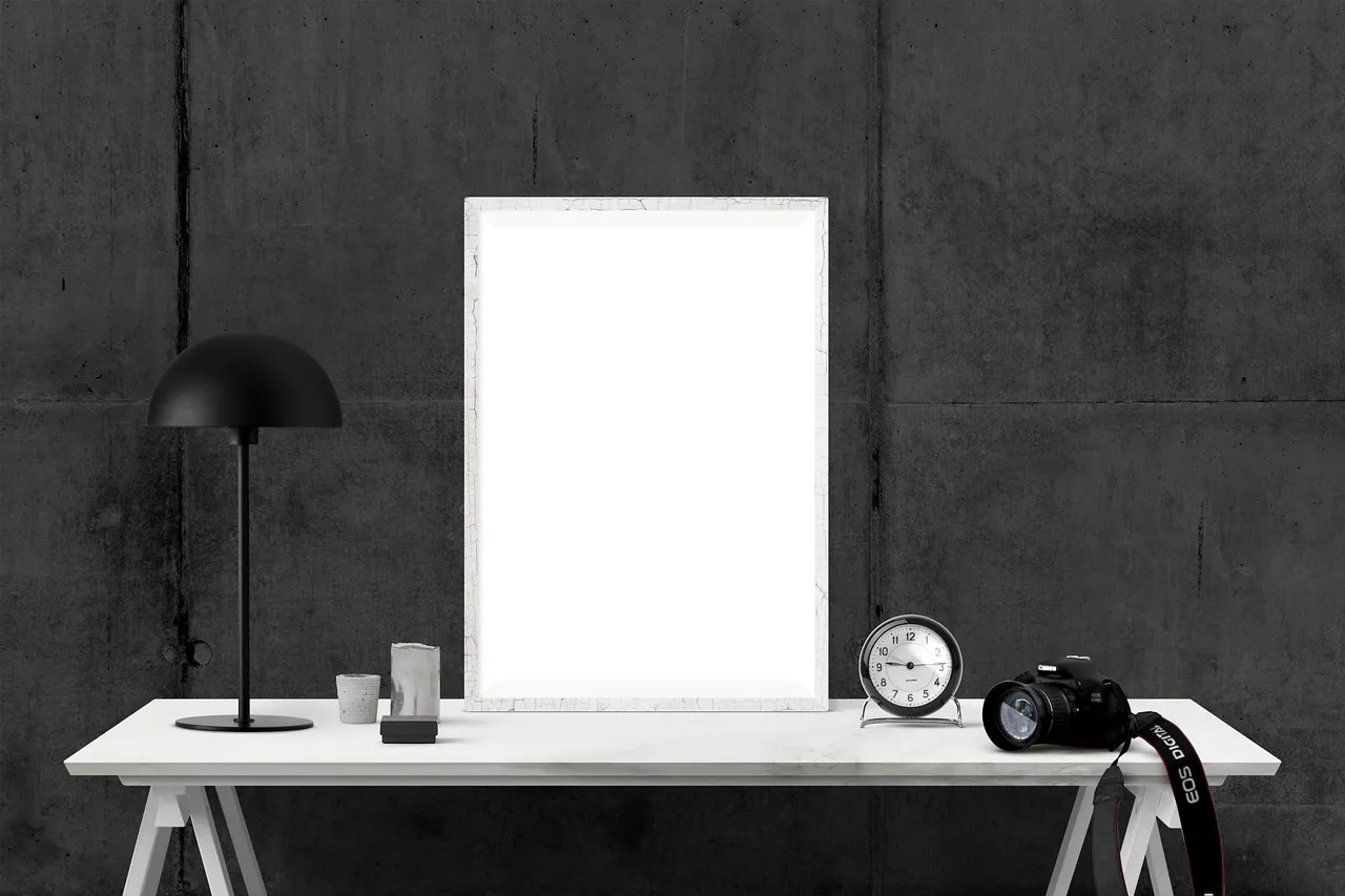 Photo showing poster, imac, interior and desk.