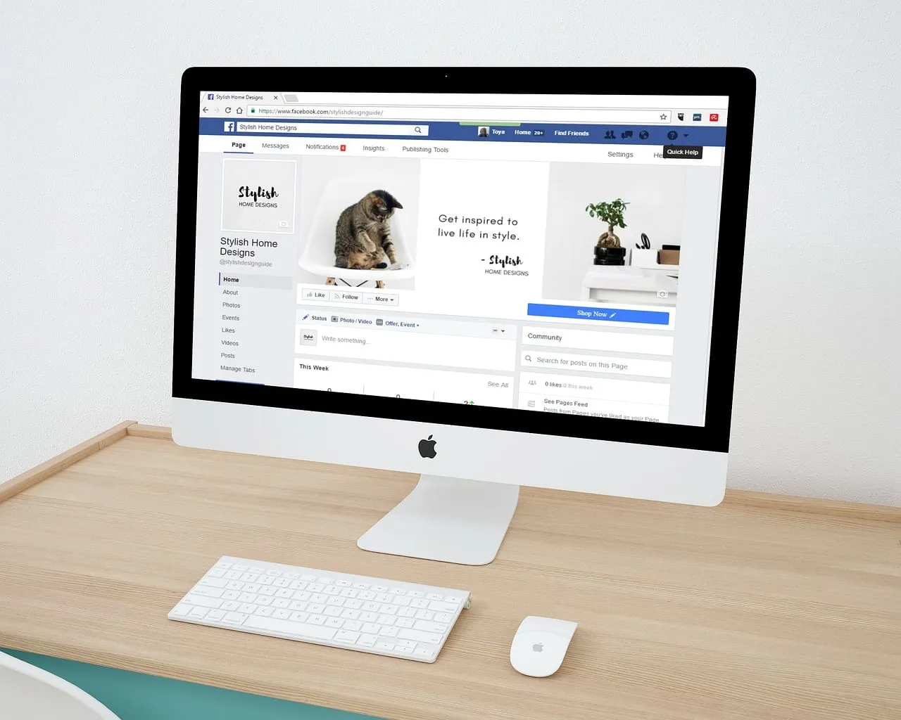 Photo showing web design, facebook and facebook page.